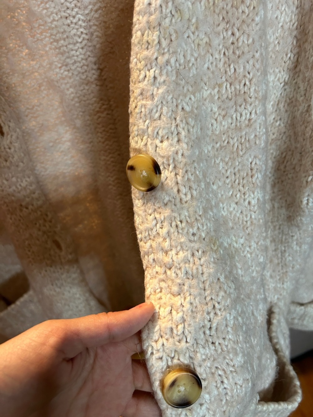 Free People Cream Button-Front Knit Cardigan - Picture 3 of 7
